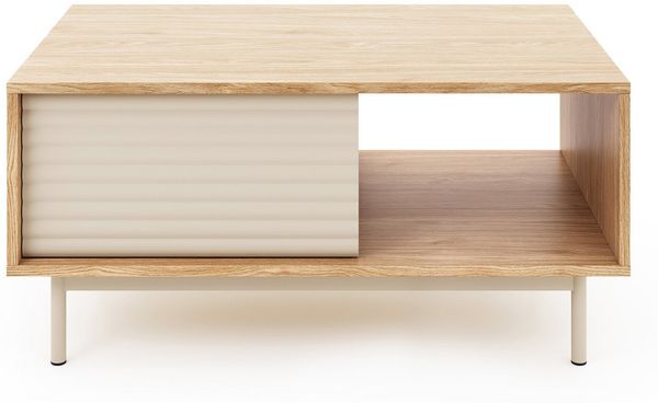Beautysofa Couchtisch TERRA moderner Kaffeetisch mit Riffel-Front (in Eiche geölt & Cashmere), Breite: 100 cm