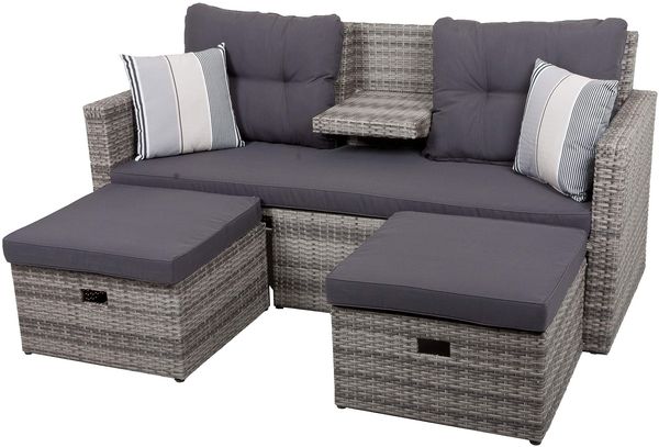 Gartensofa YANNIK - Alu/Kunststoff, Hellgrau | Gartenmöbel Set Garten Loungeset