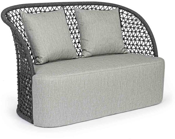 Outdoorsofa Enyuli 2 Sitzer, Aluminiumgestell mit Olefin-Kissen, modern, anthrazit, wetterfest