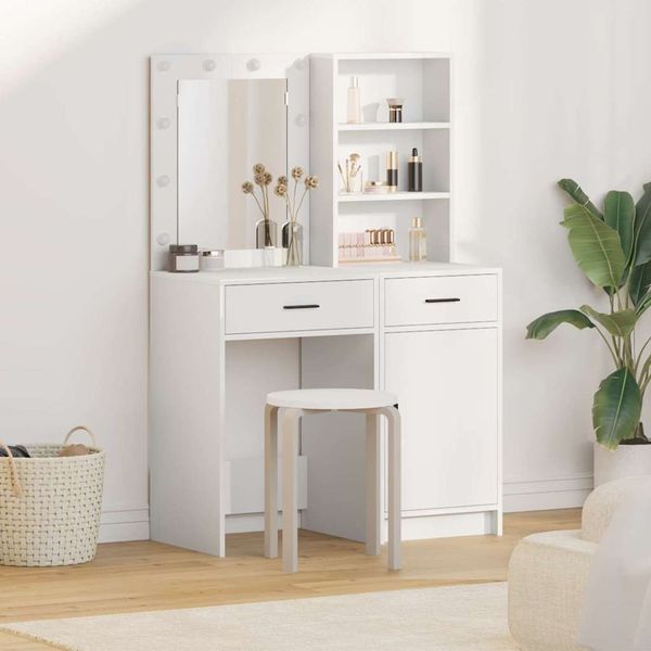 vidaXL Schminktischset mit LED mit Schubladen 2 pcs Weiß Holzwerkstoff 3334272