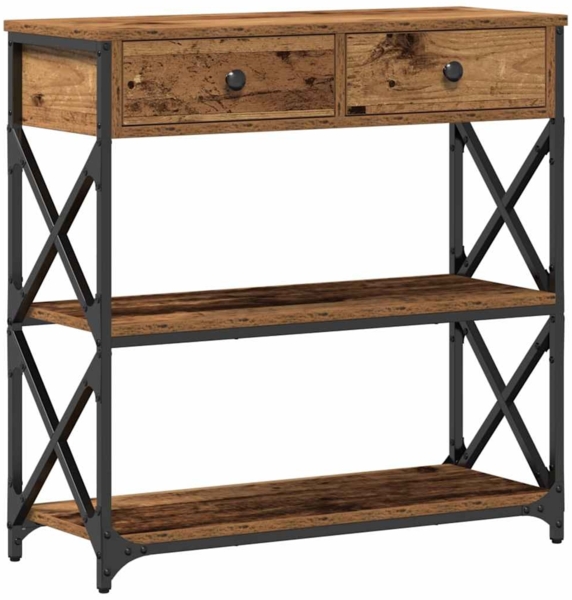 vidaXL Konsole Tisch Altholz 75 x 28 x 75 cm Schichtholz und Metall 863535