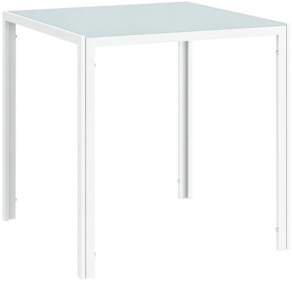 HOMCOM Esstisch für 4 Personen, aus Hartglas (Esszimmertisch, 1-St, Küchentisch), bis 80 kg belastbar, für Küche, Esszimmer, 75 x 75 x 75 cm, Weiß Bild 2