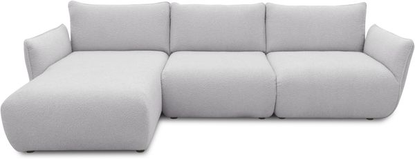 DOMO. collection Ecksofa 800 022, Modulsofa in L-Form mit Taschenfederkern und attraktiver Biese-Naht, Sofa, Polsterecke, Eckcouch 276 x 168 x 79 cm (BxTxH), hellgrau