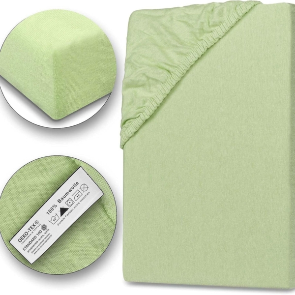 Jersey Spannbettlaken 140-160x200 100% Baumwolle weich bügelfrei komfort Grün Bild 2