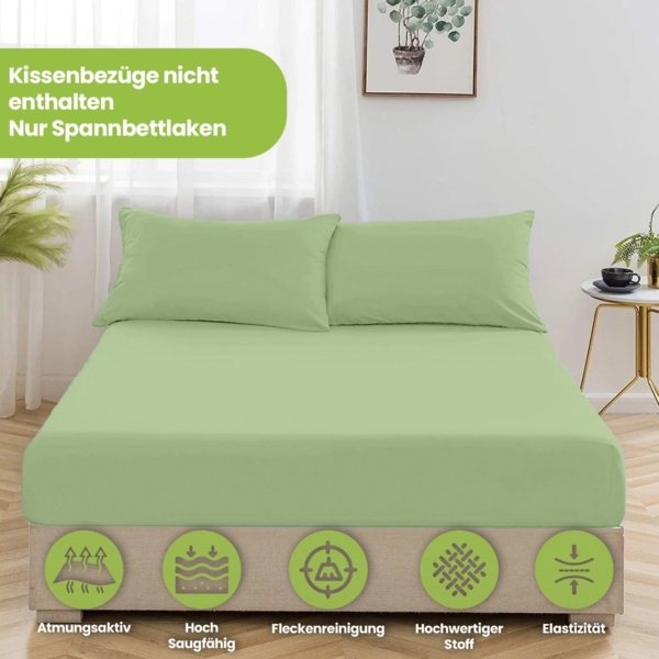 Jersey Spannbettlaken 140-160x200 100% Baumwolle weich bügelfrei komfort Grün Bild 8