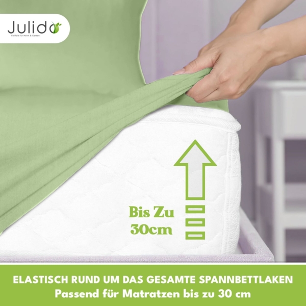 Jersey Spannbettlaken 140-160x200 100% Baumwolle weich bügelfrei komfort Grün Bild 3