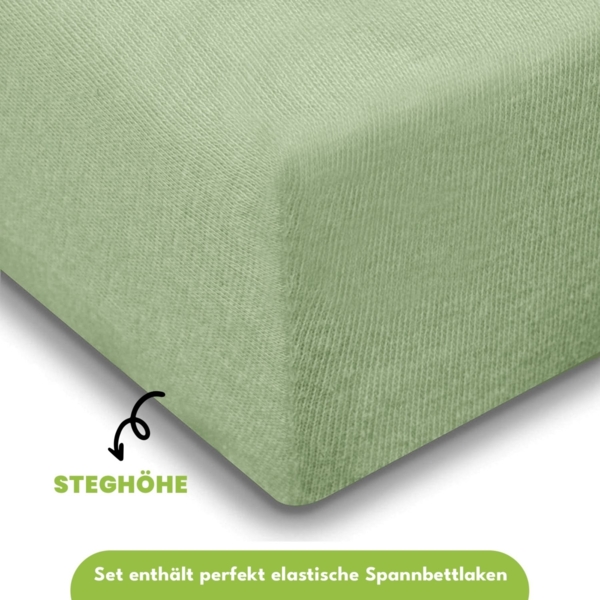 Jersey Spannbettlaken 140-160x200 100% Baumwolle weich bügelfrei komfort Grün Bild 4