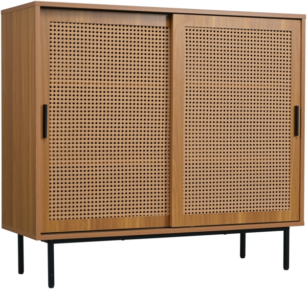 Merax Sideboard Küchenschrank, Kommode Aufbewahrungsschrank mit 2 Schiebetüren und Verstellbare Ablage, Landhausstil Beistellschrank B100/H90/T37 cm