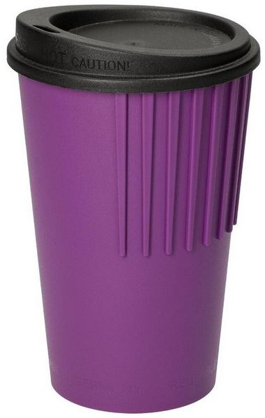 elasto Coffee-to-go-Becher Kaffeebecher 300 ml Trinkbecher mit Deckel und Riffel-Optik, Made in Germany, BPA-frei, 100% recyclebar, Heißgetränke, Teebecher