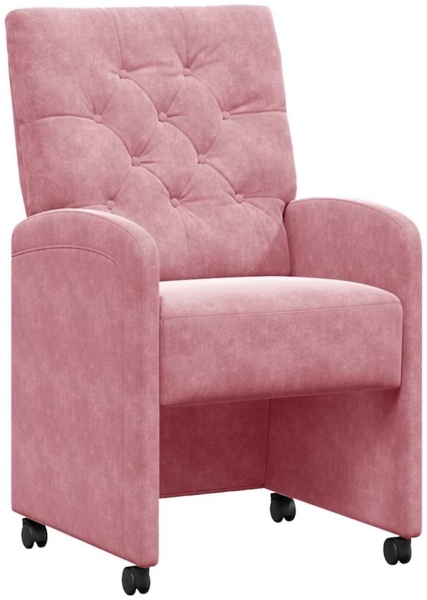 vidaXL Esszimmerstühle mit Rollen 2 pcs Rosa 58 x 67 x 97 cm Samt 42017869