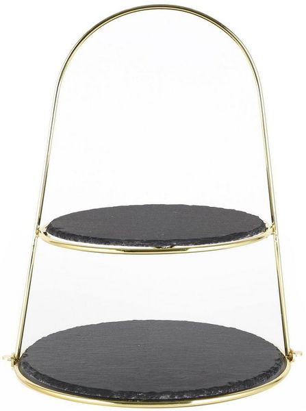 ECHTWERK Etagere Schiefer Etagere, Schiefer, mit 2 Ebenen Naturschiefer und Bügelgriff, Schieferplatten 25/ 30cm