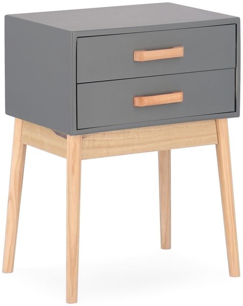 Kommode Ordinary aus Kiefernholz, modernes Design mit 2 Schubladen, grau, kompakt für Dein Zuhause