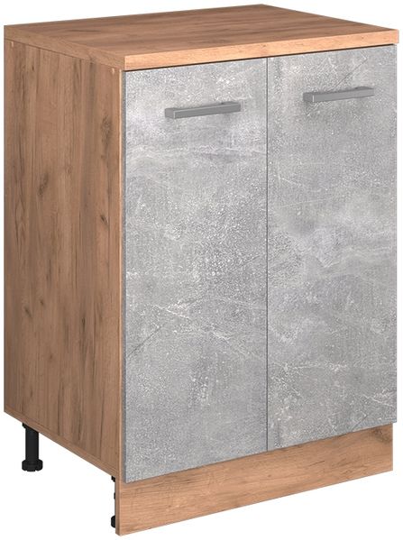 Küchenschrank für Dachschrägen R-Line Beton 60 cm ohne Schräge mit 2 Türen Vicco