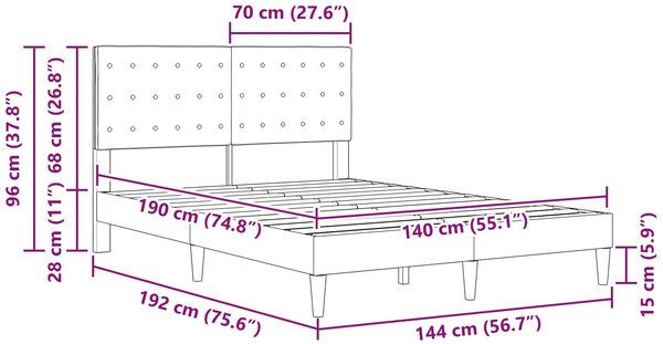 vidaXL Bettrahmen mit Kopfteil Schwarz 140 x 190 cm Stoff 42027793 Bild 9