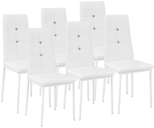 tectake Esszimmerstuhl 6er Set Esszimmerstuhl (6er Set, 6 St), gepolstert mit Kunstlederbezug