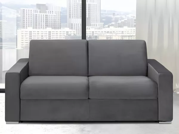 Vente-unique - CALITO Sofa SamtStoff Grau - B 223 cm94 cm x H 85 cm x L 194 cm