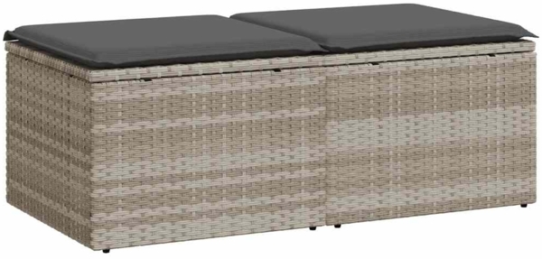 vidaXL 2-tlg. Garten-Sofagarnitur mit Kissen Hellgrau Poly Rattan 3328685