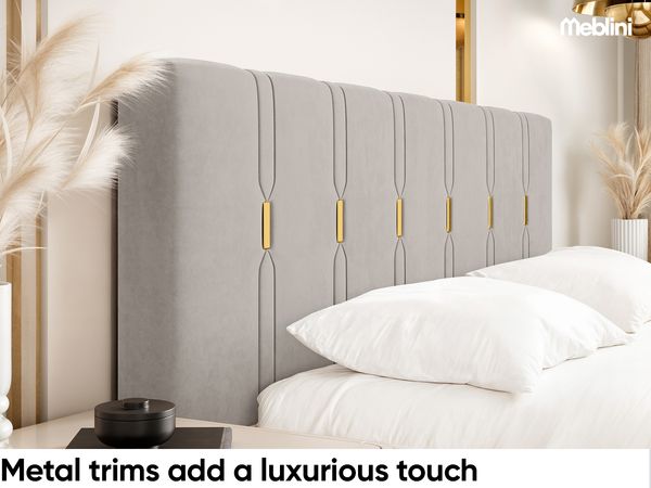 MEBLINI Polsterbett 160x200 ohne Lattenrost ohne Matratze – FABIO – Taupe Samt – Doppelbett ohne Bettkasten - Stauraumbett - Kopfteil Bett ohne Stauraum Bild 4