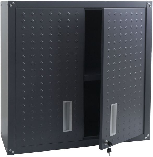Hängeschrank HWC-O52, Wandschrank Lagerschrank Bücherschrank, abschließbar Stahl 77x77x31cm ~ dunkelgrau