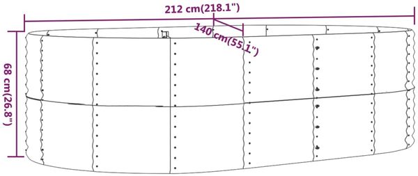 vidaXL Hochbeet Grau 212x140x68 cm Verzinkter Stahl 319094 Bild 6