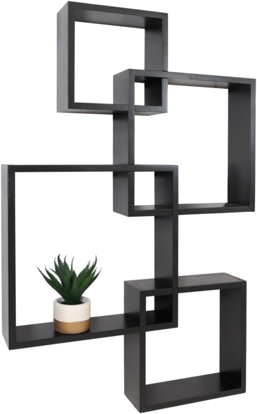 Wandregal HWC-P23, Schweberegal Wanddekoration Hängeregal Würfelregal Designregal, 4 Regale FSC® ~ schwarz