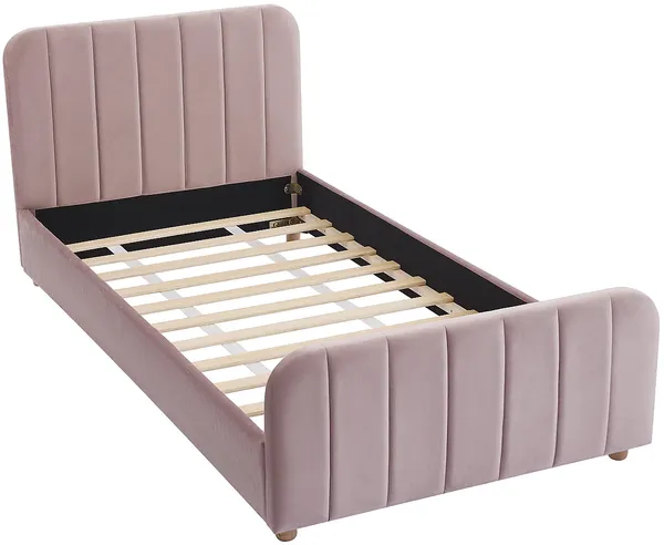 Vente-unique - ROGADI Bett SamtStoff Puderrosa - B 201 cm x H 80 cm x L 97 cm Bild 2