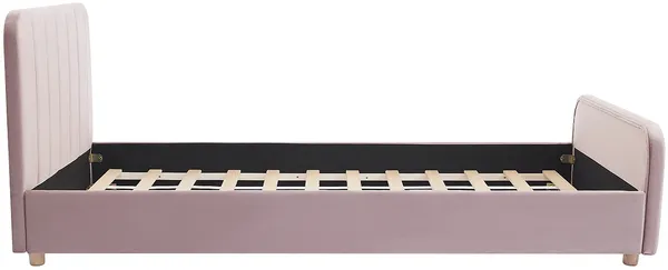 Vente-unique - ROGADI Bett SamtStoff Puderrosa - B 201 cm x H 80 cm x L 97 cm Bild 4