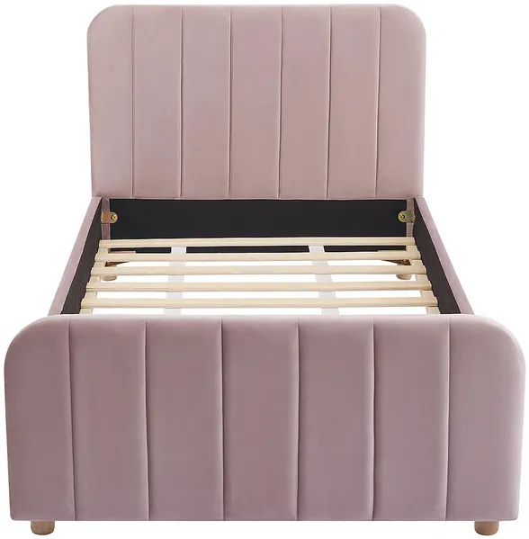 Vente-unique - ROGADI Bett SamtStoff Puderrosa - B 201 cm x H 80 cm x L 97 cm Bild 3