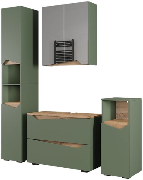 Badmöbel-Set Marelle Grün/Artisan 4 Teile Vicco