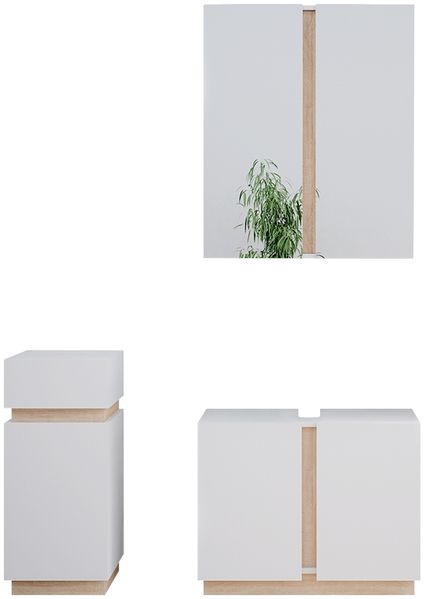 Badmöbel-Set Gloria Weiß 3 Teile, mit Midischrank Vicco