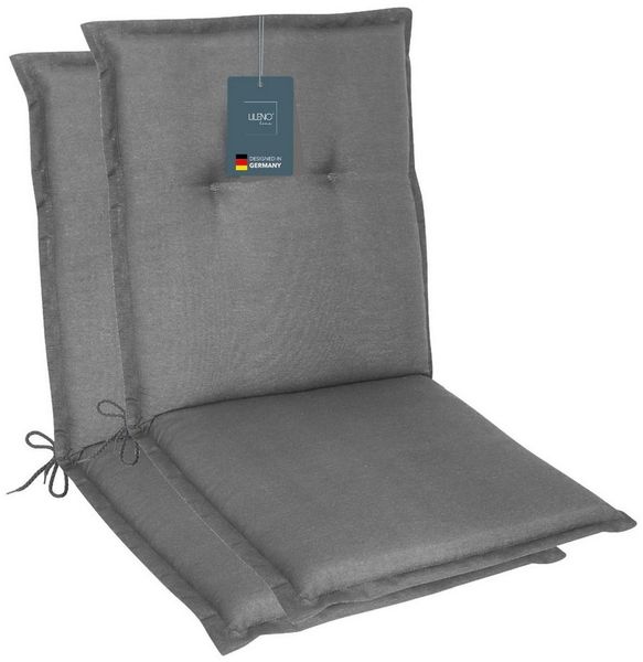 LILENO HOME Polsterauflage Niedriglehner, bequeme Sitzauflage für Gartenstühle, Stuhlkissen, (2 St, 2er Set), Gartenstuhl Auflage in Uni Mittelgrau, Sitzpolster waschbar