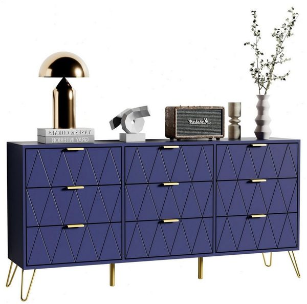 UEV Kommode modern Sideboard schmal Mehrzweckschrank für Kleidung Dokumente (Packung, Schubladenschrank mit Kippsicherung für Wohnzimmer Schlafzimmer Flur), TV Board Schubladenschrank Buffet 150x34x74cm Aufbewahrungsschrank Bild 5
