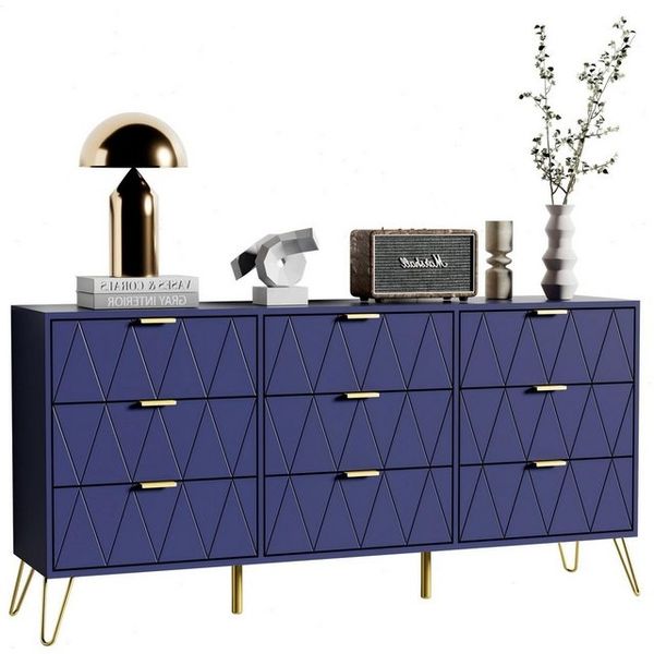 UEV Kommode modern Sideboard schmal Mehrzweckschrank für Kleidung Dokumente (Packung, Schubladenschrank mit Kippsicherung für Wohnzimmer Schlafzimmer Flur), TV Board Schubladenschrank Buffet 150x34x74cm Aufbewahrungsschrank Bild 4
