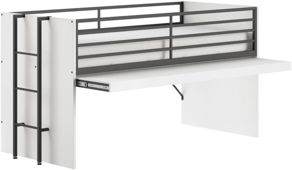 Hochbett >Sam< in Weiß Melamin Dekor, Holzwerkstoff - 219x116,6x98cm (BxHxT)