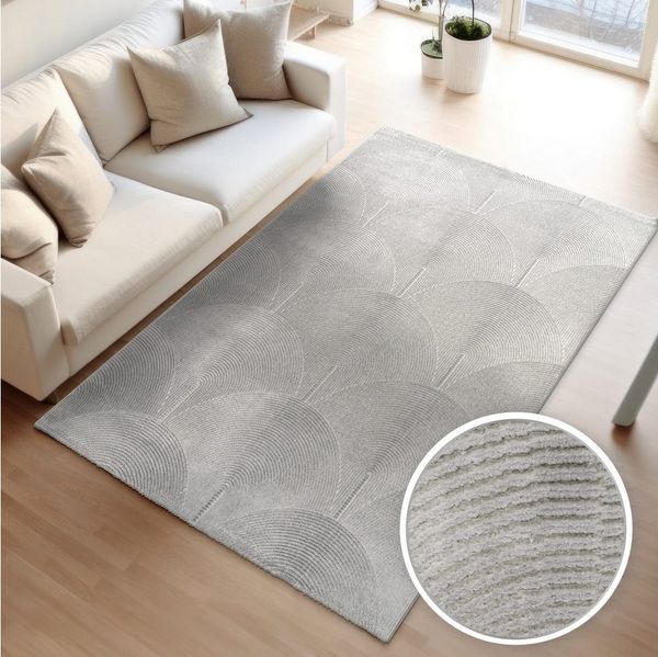 TT Home Teppich Diele, Esszimmer, Flur, Schlafzimmer, Wohnzimmer, Rechteckig, Höhe: 13 mm, Wohnzimmer Teppich Esszimmer Kurzflor Boho Design Skandinavisch Unifar