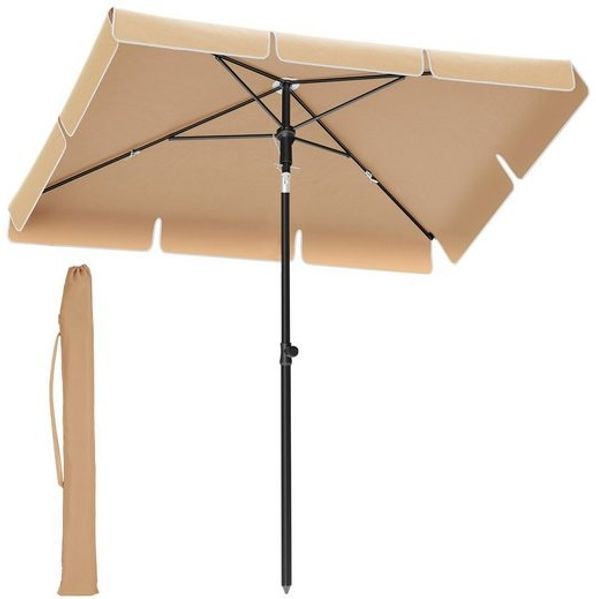 Songmics Sonnenschirm, mit Aufbewahrungstasche, ohne Ständer, UPF 50+, Stahl / Polyester, Taupe, 200x125 cm Bild 2