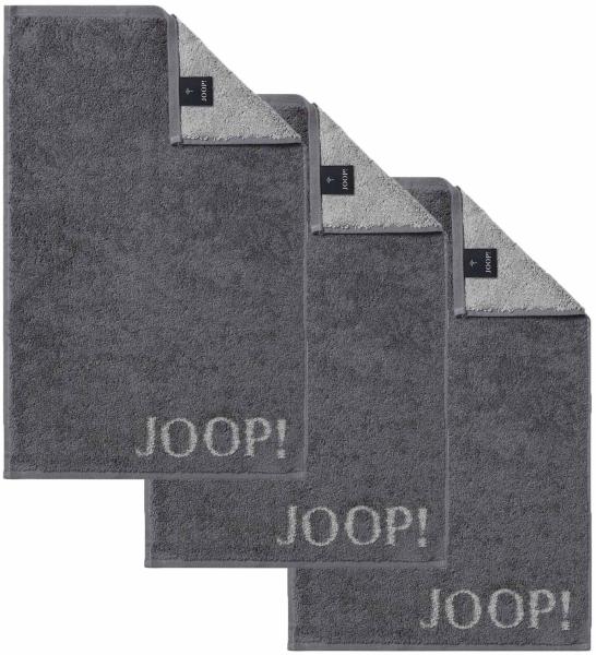 JOOP! Gästetuch Classic Frottierkollektion, 3er Pack - Walkfrottier Anthrazit 30x50cm