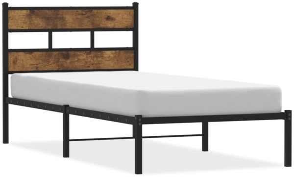 vidaXL Metallbett ohne Matratze Räuchereiche 75x190 cm 4017043