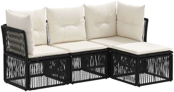 vidaXL Gartensofa-set 4 pcs Schwarz Poly-Rattan 3434197