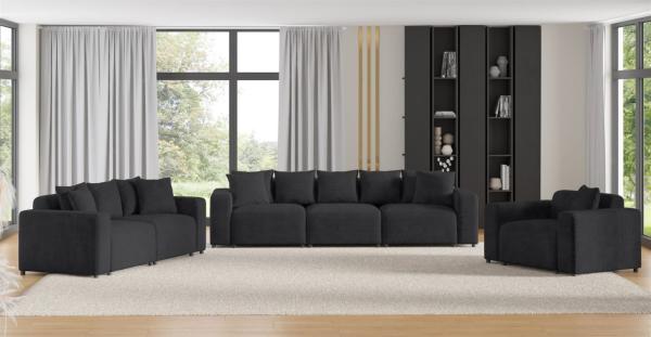 Sofaset Designersofas MEGAN 3-2-1 in Stoff Poso Anthrazit