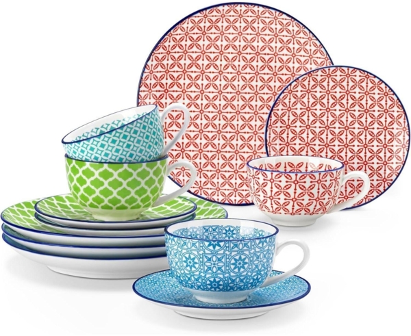 12-teiliges vancasso Macaron Porzellan Kaffeeset bunt für 4-12 Personen