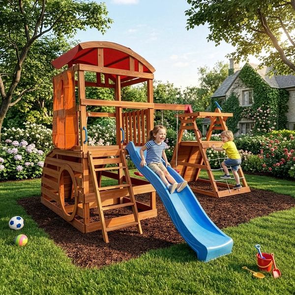 HOME DELUXE Spielturm mit Doppelschaukel NIA - 420 x 280 cm