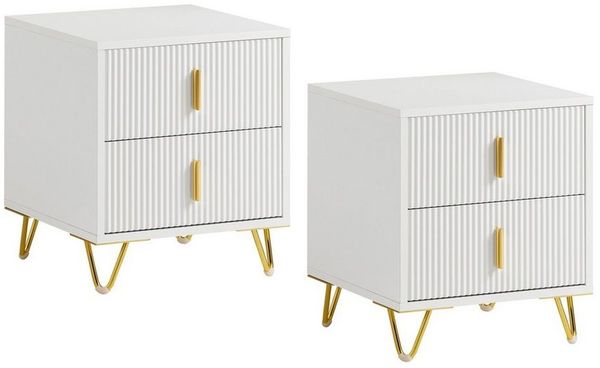 SoBuy Nachttisch DE-FBT115x2, Nachtschrank 2er Set mit 2 Schubladen Sofatisch Beistelltisch