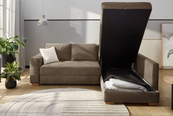 Jockenhöfer Gruppe Ecksofa Sunset L-Form, B: 257 cm, Dauerschlafsofa mit, Tonnentaschen-Federkern, Kaltschaumtopper, Bettkasten & Zierkissen