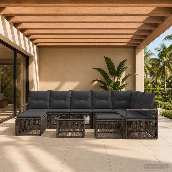 vidaXL Gartensofa-set 10 pcs Grau Poly-Rattan 3435902
