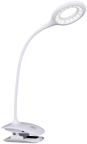 LED Klemmlampe, Touchdimmer, beweglich, Akku, weiß, H 49 cm
