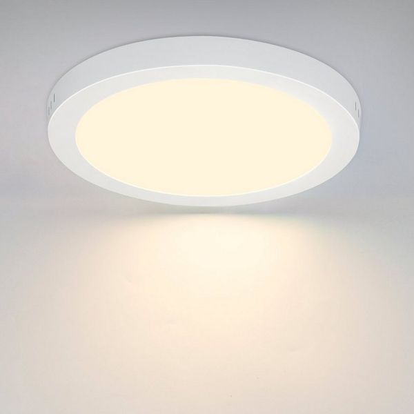 ZMH LED Deckenleuchte Wohnzimmer Quradratisch/Rund Weiß Ø22.5CM Flurlampe Modern für Büro, ‎Flimmerfrei, Energiesparend, Augenschutz, LED fest integriert, Warmweißes, IP44 Spritzwassergeschützt