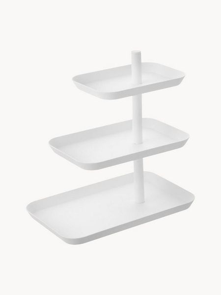 Yamazaki 4280 TOWER 3-stöckige Etagere, weiß, Stahl, minimalistisch, 24.7 x 15.7 x 25.7 cm