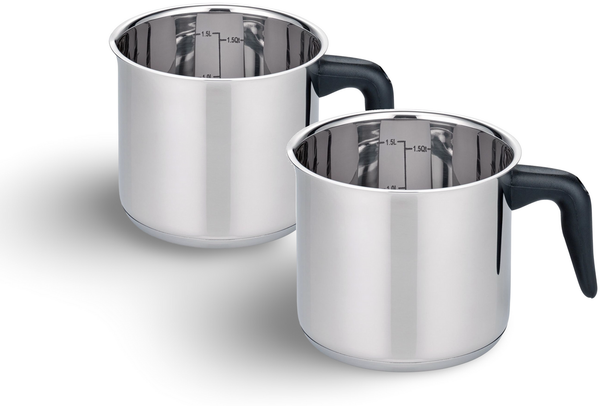 2x Edelstahl Milchtopf "Turin" 14cm kleiner Kochtopf hoher Rand Topf Topfset 2 Töpfe