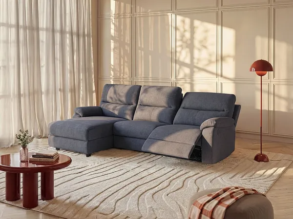 Vente-unique - LUNANO Sofa Stoff Grau - B 170 cm x H 98 cm x L 234 cm